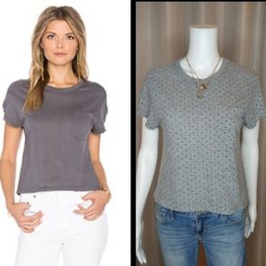 MONROW CROPPED POCKET TEE IN GREY, M